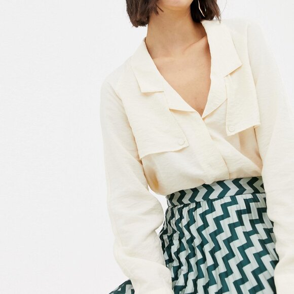 NEW Mango Oversized Ivory Blouse Top - Picture 1 of 14
